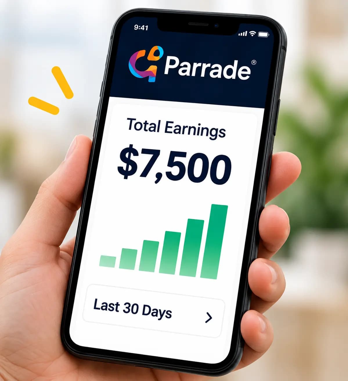 Phone showing Parrade advertising earnings