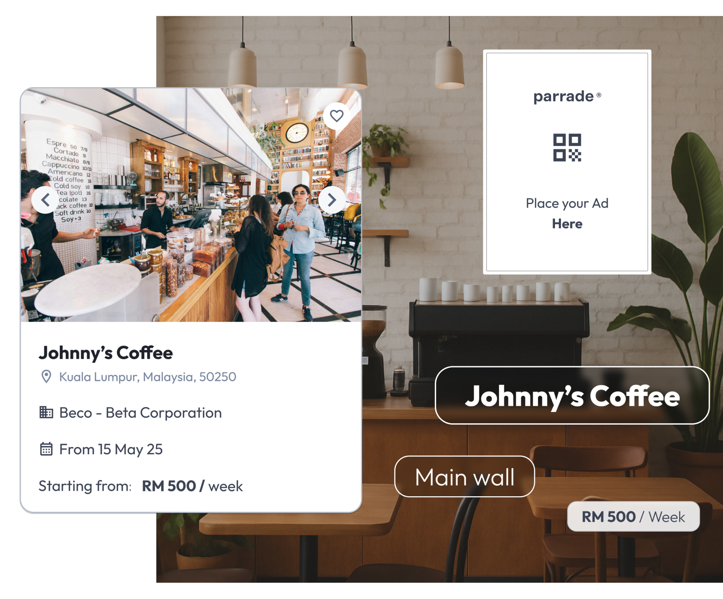 Coffee shop advertisement placement example