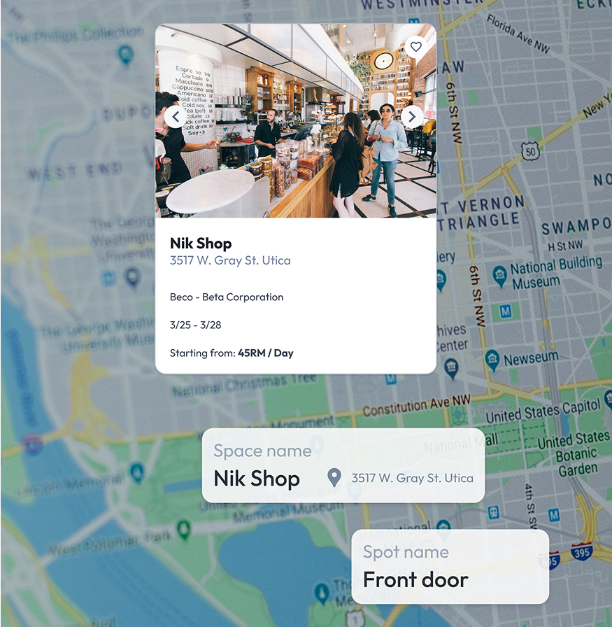 Space details on map background